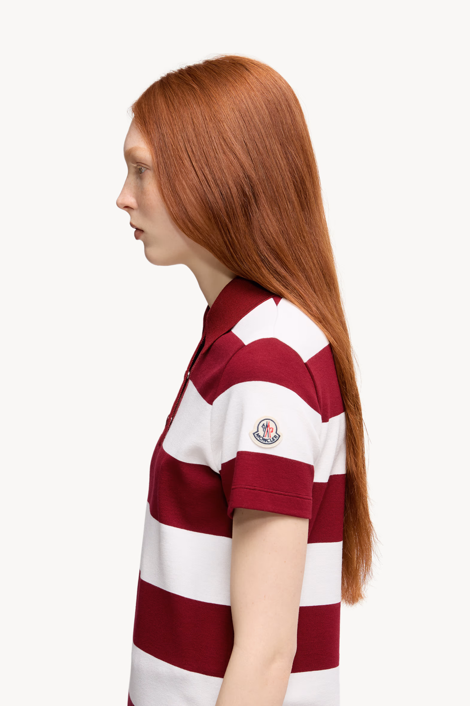 Striped Polo Shirt Women White & Blue Moncler 4